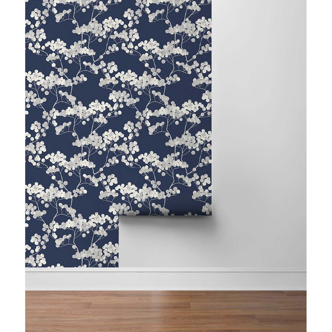 Seabrook Designs Bayberry Blossom Navy Blue Wallpaper image 5 of 5