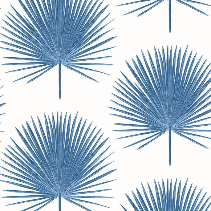 Seabrook Designs Palm Fronds Coastal Blue Wallpaper image 1 of 4