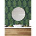Seabrook Designs Marina Palm Moss Green &amp; Blue Wallpaper thumbnail image 3 of 5