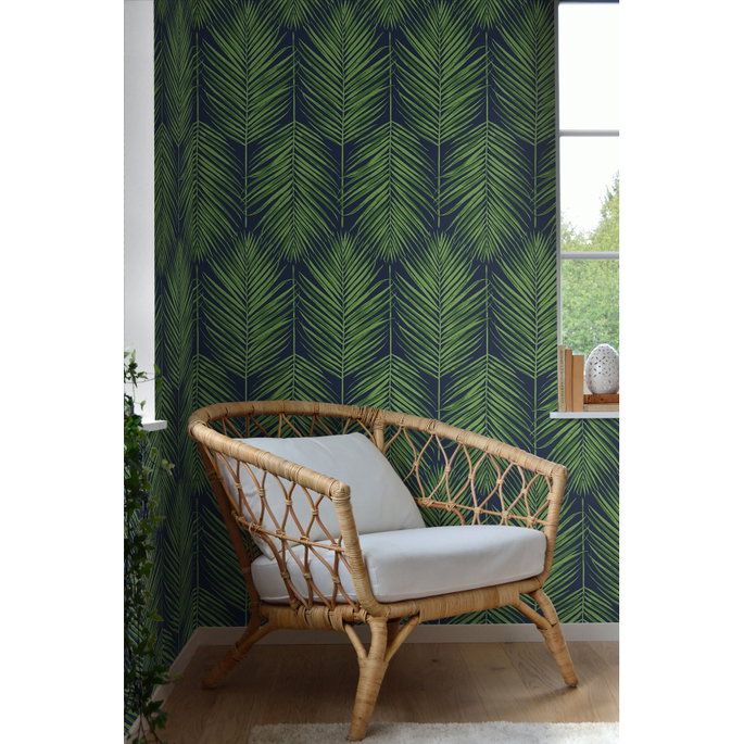 Seabrook Designs Marina Palm Moss Green &amp; Blue Wallpaper image 4 of 5