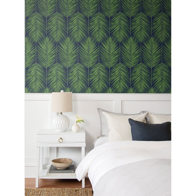 Seabrook Designs Marina Palm Moss Green &amp; Blue Wallpaper image 5 of 5
