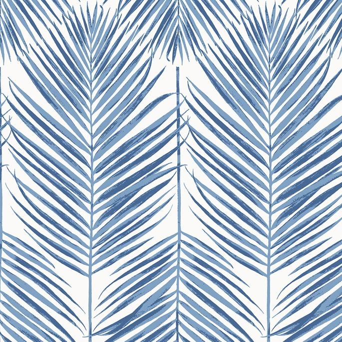Seabrook Designs Marina Palm Coastal Blue Wallpaper image 1 of 5