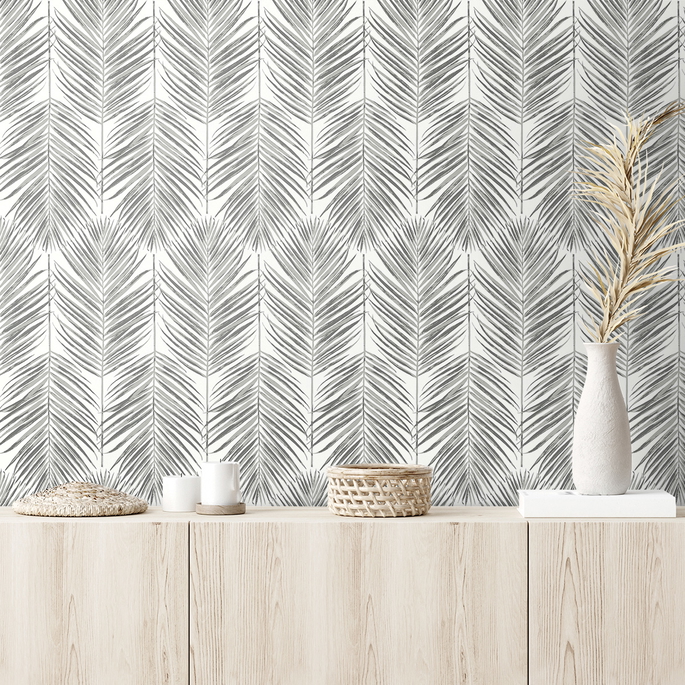 Seabrook Designs Marina Palm Daydream Grey Wallpaper image 2 of 5
