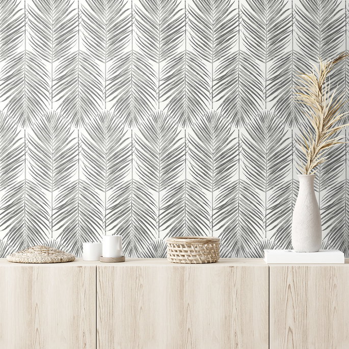 Seabrook Designs Marina Palm Daydream Grey Wallpaper image 2 of 5