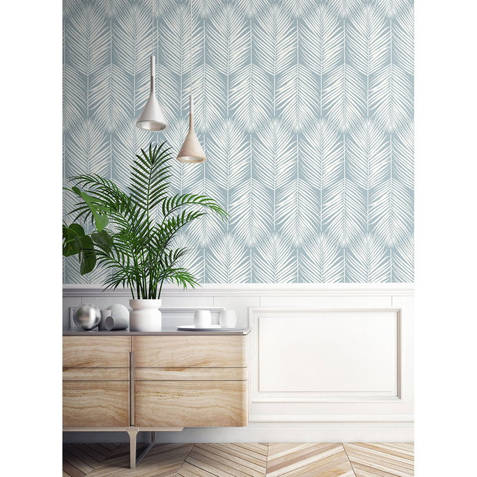 Seabrook Designs Athena Palm Hampton Blue Wallpaper image 3 of 4