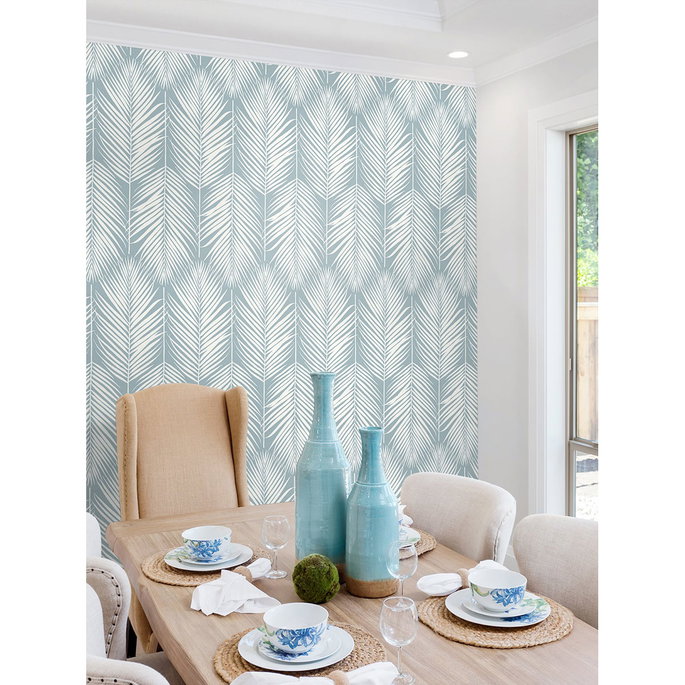 Seabrook Designs Athena Palm Hampton Blue Wallpaper image 4 of 4