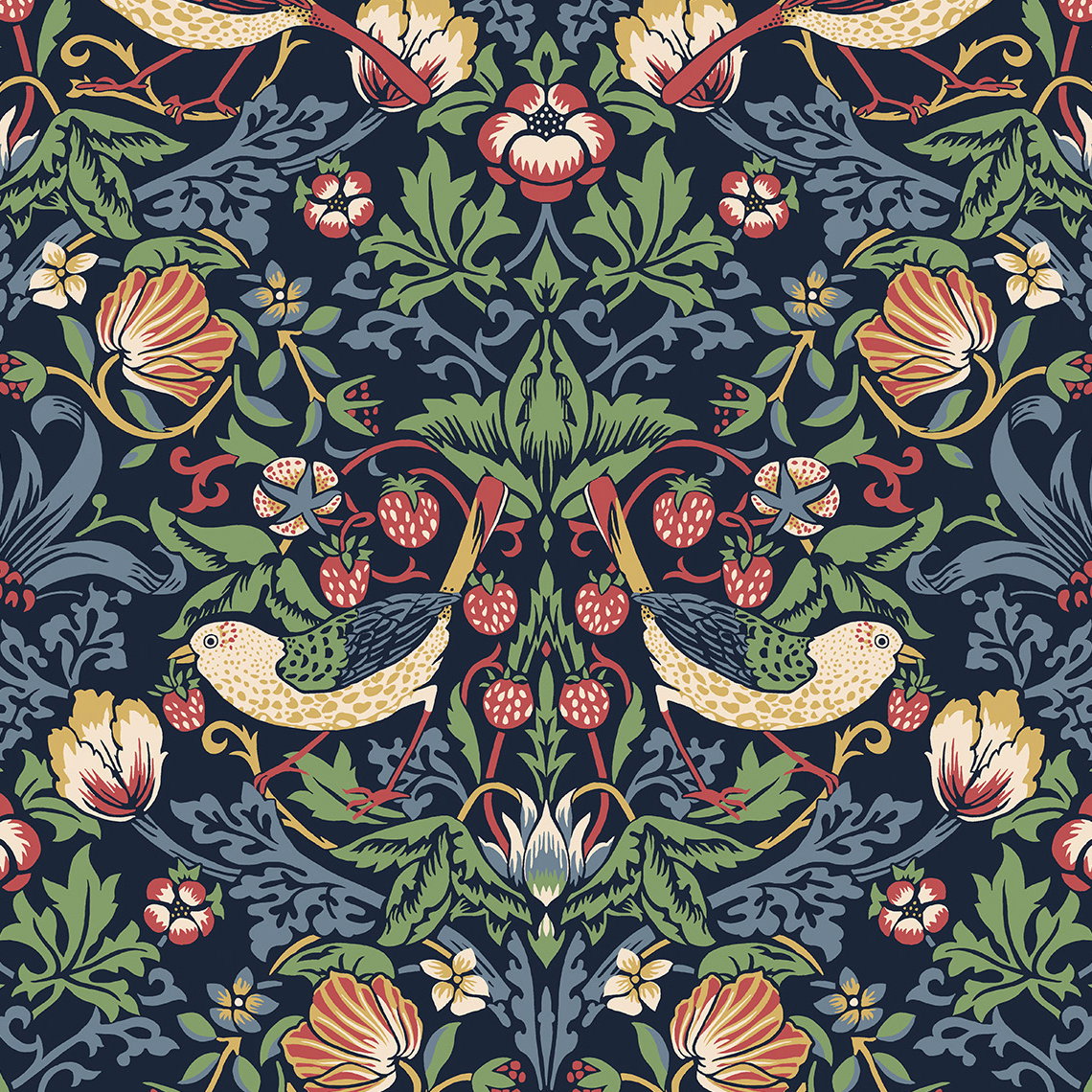 Seabrook Designs Fragaria Garden Midnight Blue Wallpaper ...