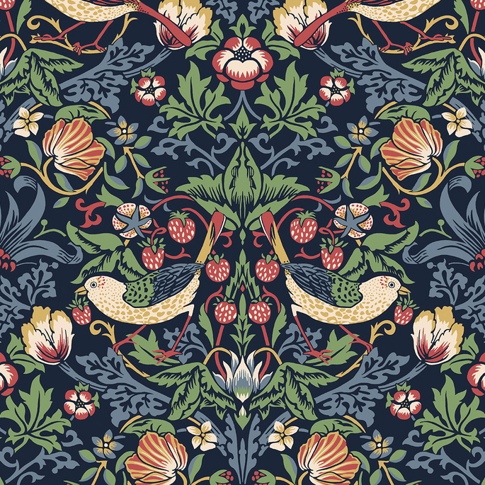 Seabrook Designs Fragaria Garden Midnight Blue Wallpaper image 1 of 3