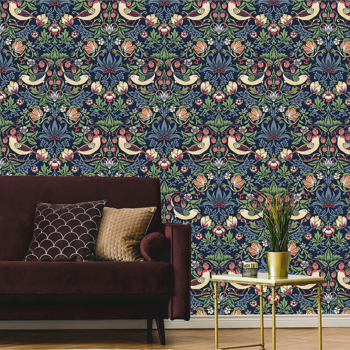 Seabrook Designs Fragaria Garden Midnight Blue Wallpaper ...