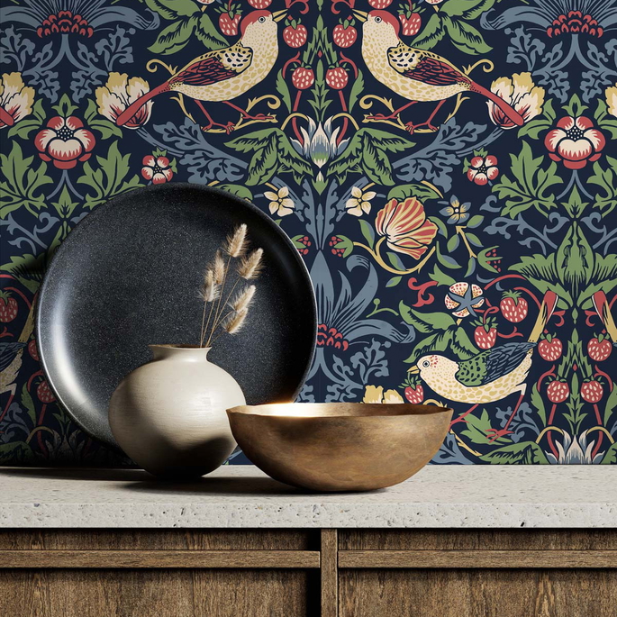 Seabrook Designs Fragaria Garden Midnight Blue Wallpaper image 3 of 3
