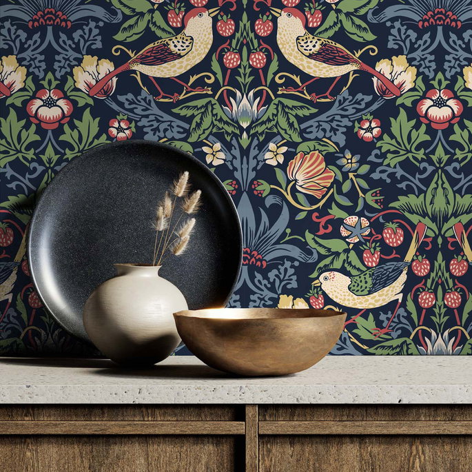 Seabrook Designs Fragaria Garden Midnight Blue Wallpaper image 3 of 3