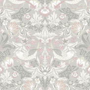 Seabrook Designs Fragaria Garden Light Grey & Rose Petal Wallpaper