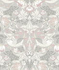 Seabrook Designs Fragaria Garden Light Grey & Rose Petal Wallpaper