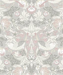 Seabrook Designs Fragaria Garden Light Grey & Rose Petal Wallpaper
