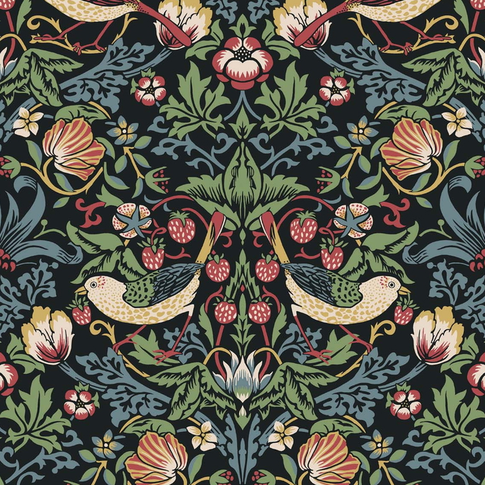 Seabrook Designs Fragaria Garden Ebony Wallpaper image 1 of 3