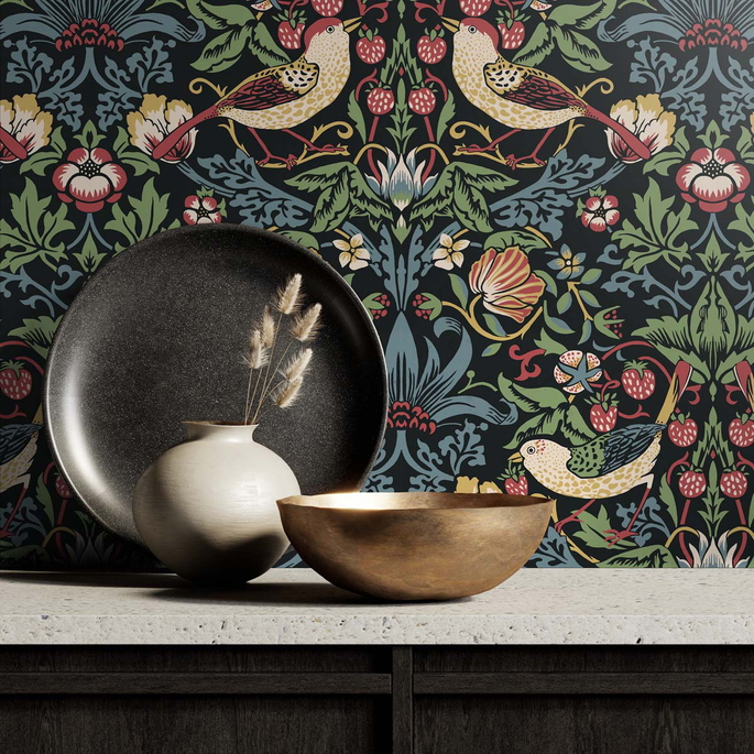Seabrook Designs Fragaria Garden Ebony Wallpaper image 3 of 3