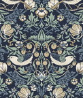 Seabrook Designs Fragaria Garden Navy Blue & Aloe Wallpaper