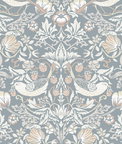 Seabrook Designs Fragaria Garden Blue Mist & Blush Wallpaper