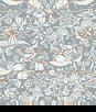 Seabrook Designs Fragaria Garden Blue Mist & Blush Wallpaper