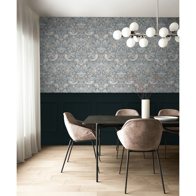 Seabrook Designs Fragaria Garden Blue Mist &amp; Blush Wallpaper image 3 of 4