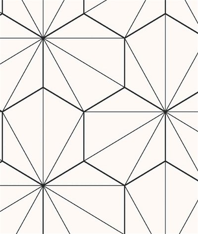 Seabrook Designs Hedron Geometric Ebony & Eggshell Wallpaper