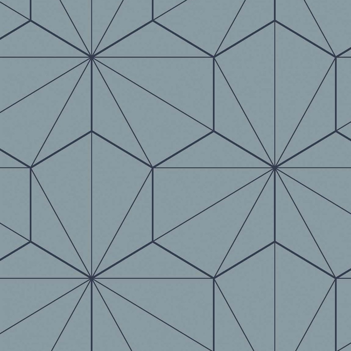 Seabrook Designs Hedron Geometric Pastel Blue &amp; Midnight Wallpaper image 1 of 4