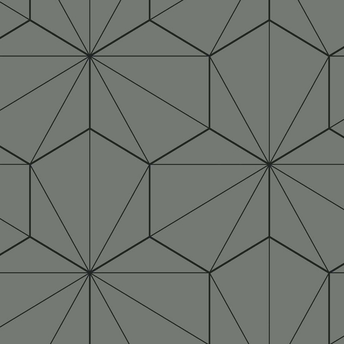 Seabrook Designs Hedron Geometric Pavestone &amp; Ebony Wallpaper image 1 of 4