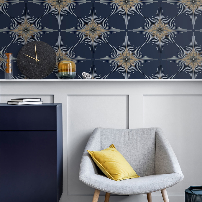 Seabrook Designs North Star Navy Blue Wallpaper image 2 of 3