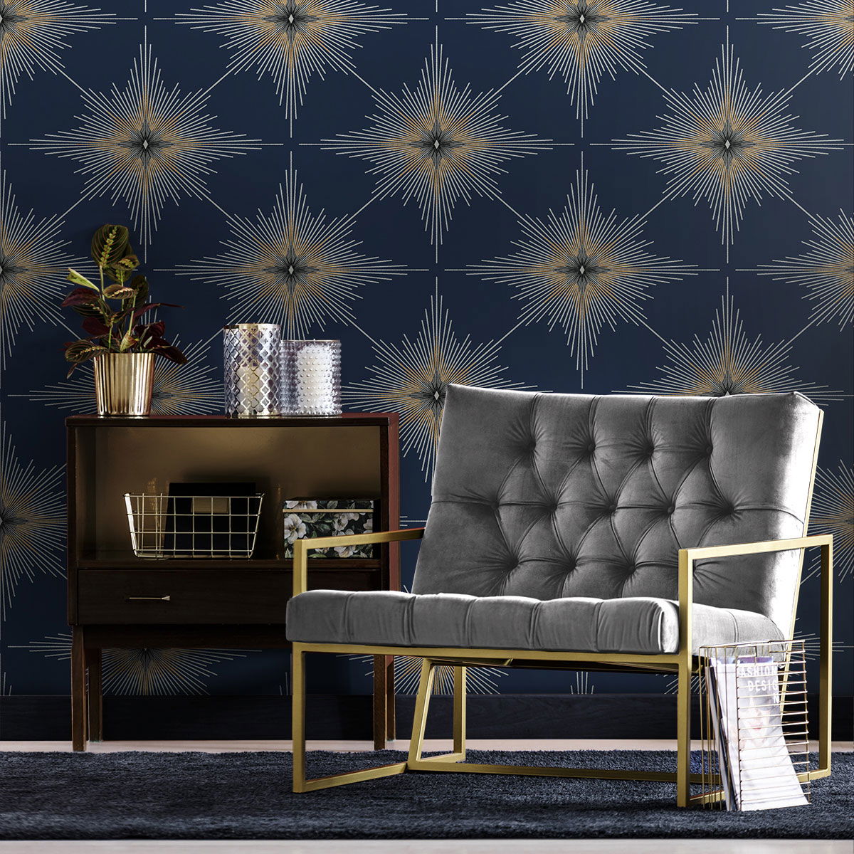 Seabrook Designs North Star Navy Blue Wallpaper | OnlineFabricStore