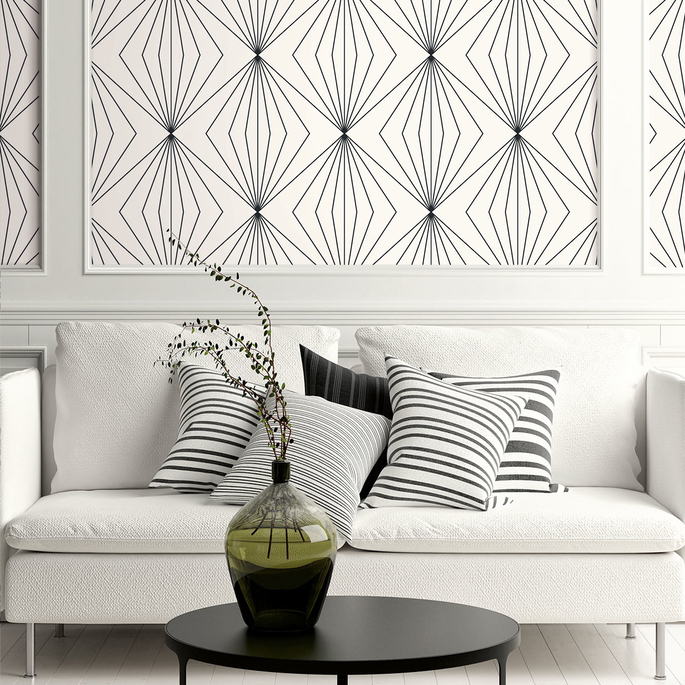 Seabrook Designs Diamond Vector Ebony &amp; Eggshell Wallpaper image 2 of 3