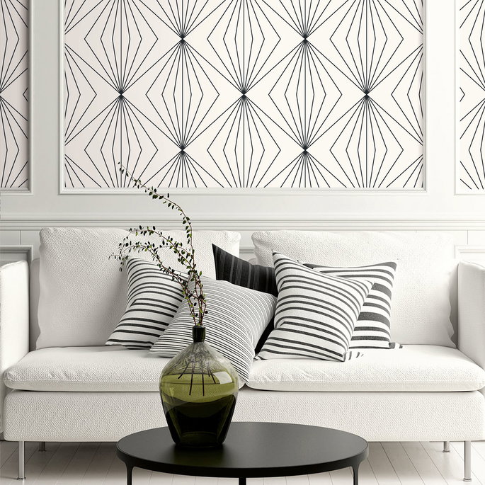 Seabrook Designs Diamond Vector Ebony &amp; Eggshell Wallpaper image 2 of 3