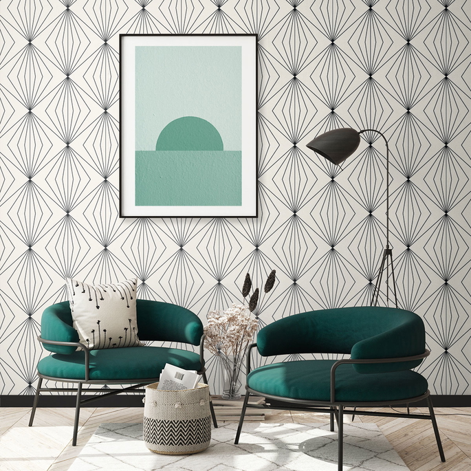 Seabrook Designs Diamond Vector Ebony &amp; Eggshell Wallpaper image 3 of 3