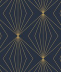 Seabrook Designs Diamond Vector Navy Blue & Metallic Gold Wallpaper