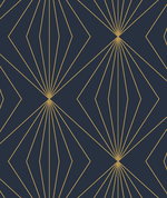 Seabrook Designs Diamond Vector Navy Blue & Metallic Gold Wallpaper