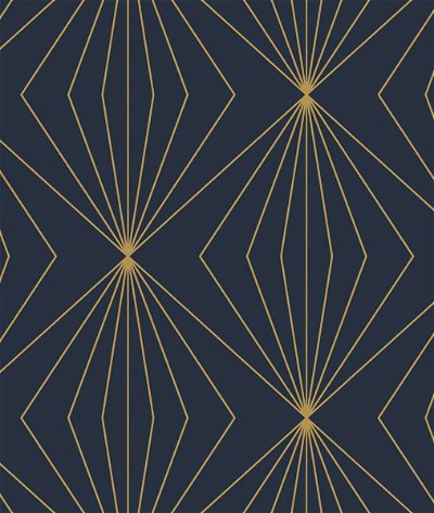 Seabrook Designs Diamond Vector Navy Blue & Metallic Gold Wallpaper