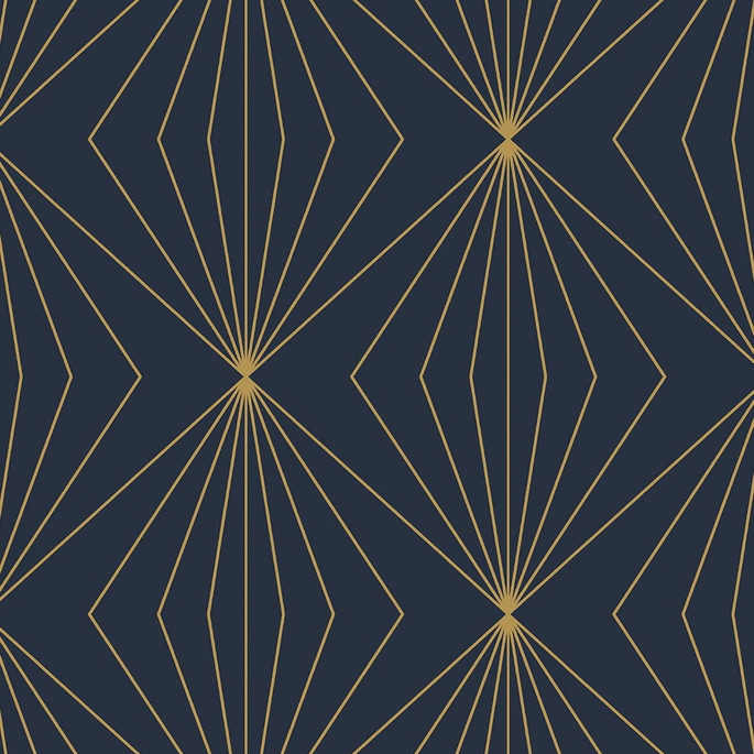 Seabrook Designs Diamond Vector Navy Blue &amp; Metallic Gold Wallpaper image 1 of 3