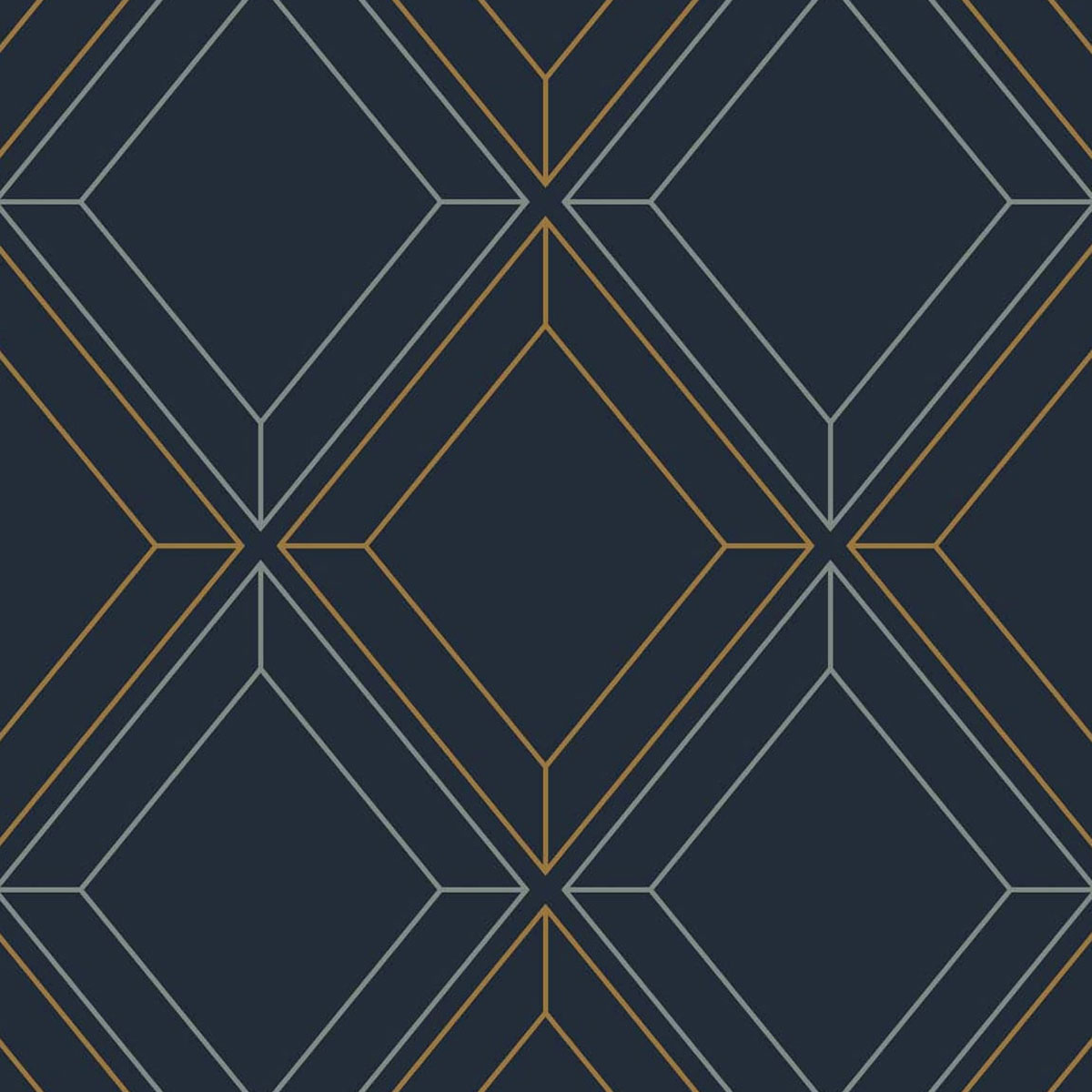 Seabrook Designs Linework Gem Midnight Blue & Metallic Gold Wallpaper ...