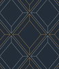 Seabrook Designs Linework Gem Midnight Blue & Metallic Gold Wallpaper