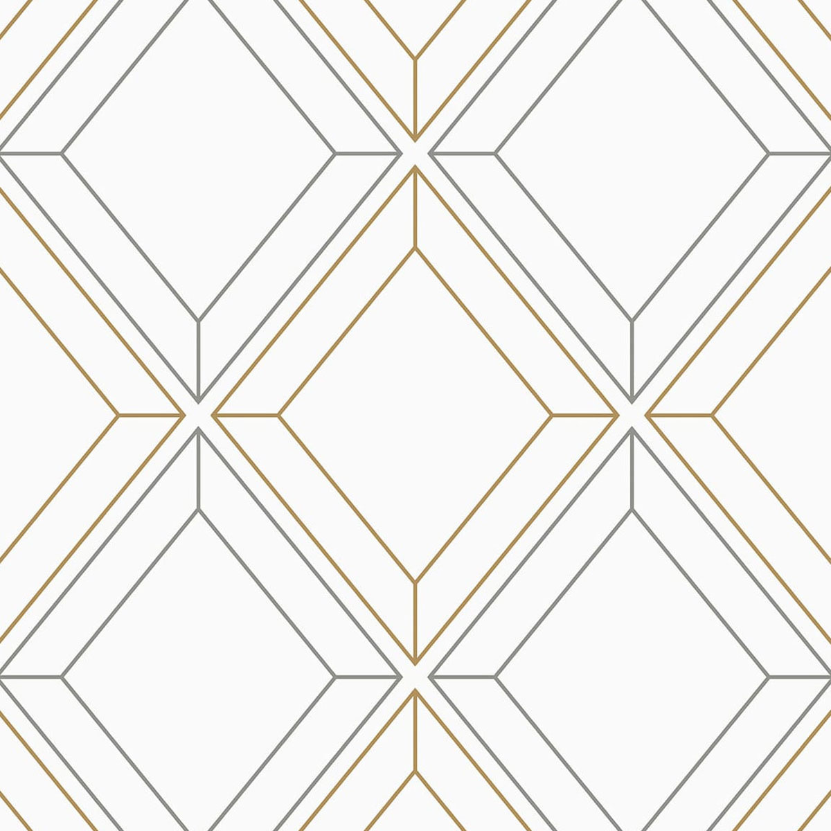 Seabrook Designs Linework Gem Metallic Silver & Gold Wallpaper ...
