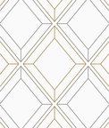 Seabrook Designs Linework Gem Metallic Silver & Gold Wallpaper