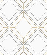 Seabrook Designs Linework Gem Metallic Silver & Gold Wallpaper