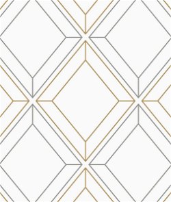 Seabrook Designs Linework Gem Metallic Silver & Gold Wallpaper