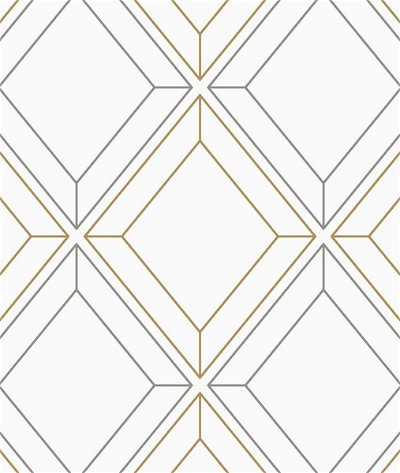 Seabrook Designs Linework Gem Metallic Silver & Gold Wallpaper
