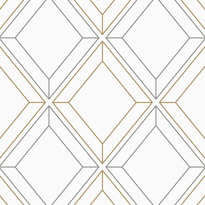 Seabrook Designs Linework Gem Metallic Silver &amp; Gold Wallpaper image 1 of 4