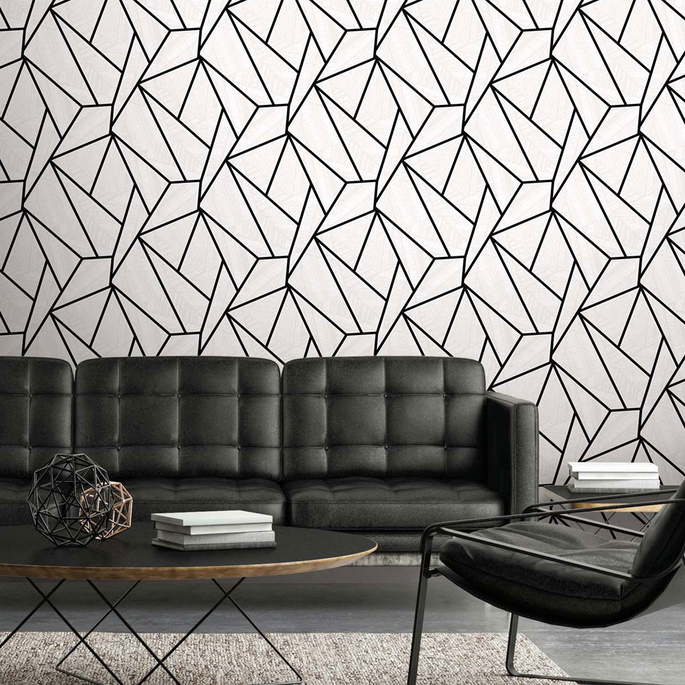 Seabrook Designs Metro Vector Ebony &amp; Morning Fog Wallpaper image 2 of 4
