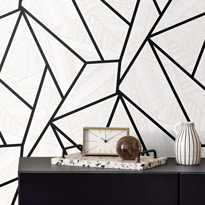 Seabrook Designs Metro Vector Ebony &amp; Morning Fog Wallpaper image 3 of 4