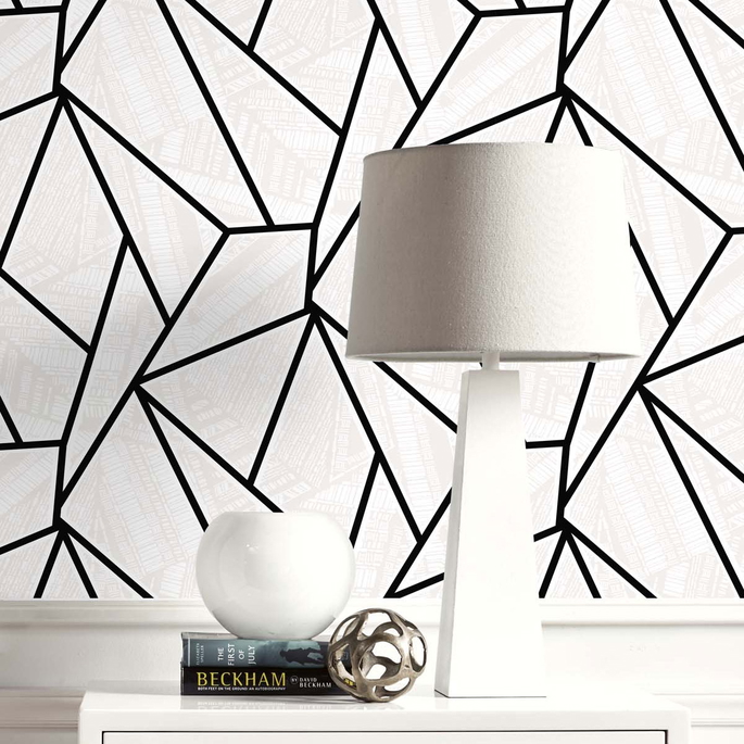 Seabrook Designs Metro Vector Ebony &amp; Morning Fog Wallpaper image 4 of 4