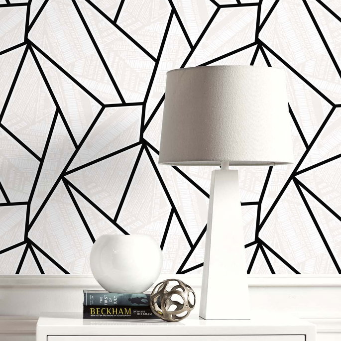 Seabrook Designs Metro Vector Ebony &amp; Morning Fog Wallpaper image 4 of 4