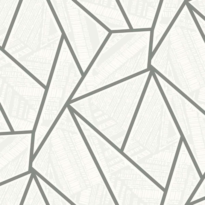 Seabrook Designs Metro Vector Metallic Silver &amp; Morning Fog Wallpaper image 1 of 4