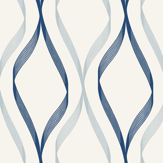 Seabrook Designs Wave Ogee Celtic Blue &amp; Dewdrop Wallpaper image 1 of 3